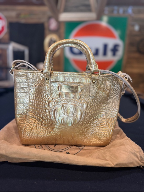 Brahmin Handbags - Brahmin Metallic Gold Croc-Embossed Arno Leather Purse